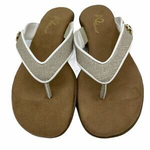 A2 by Aerosoles Tan Chlear Nautical Sailing Flat Sandals Flip Flops NEW Size 5.5